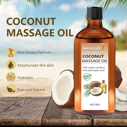 Coconut Massage Oil with Lemongrass | Lightweight Moisturizing Body Oil for Soft, Smooth Skin