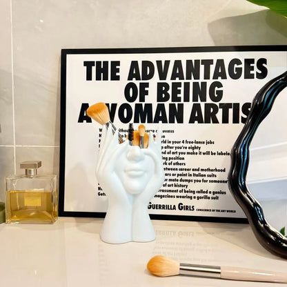 Human Face Makeup Brush Holder & Desktop Organizer
