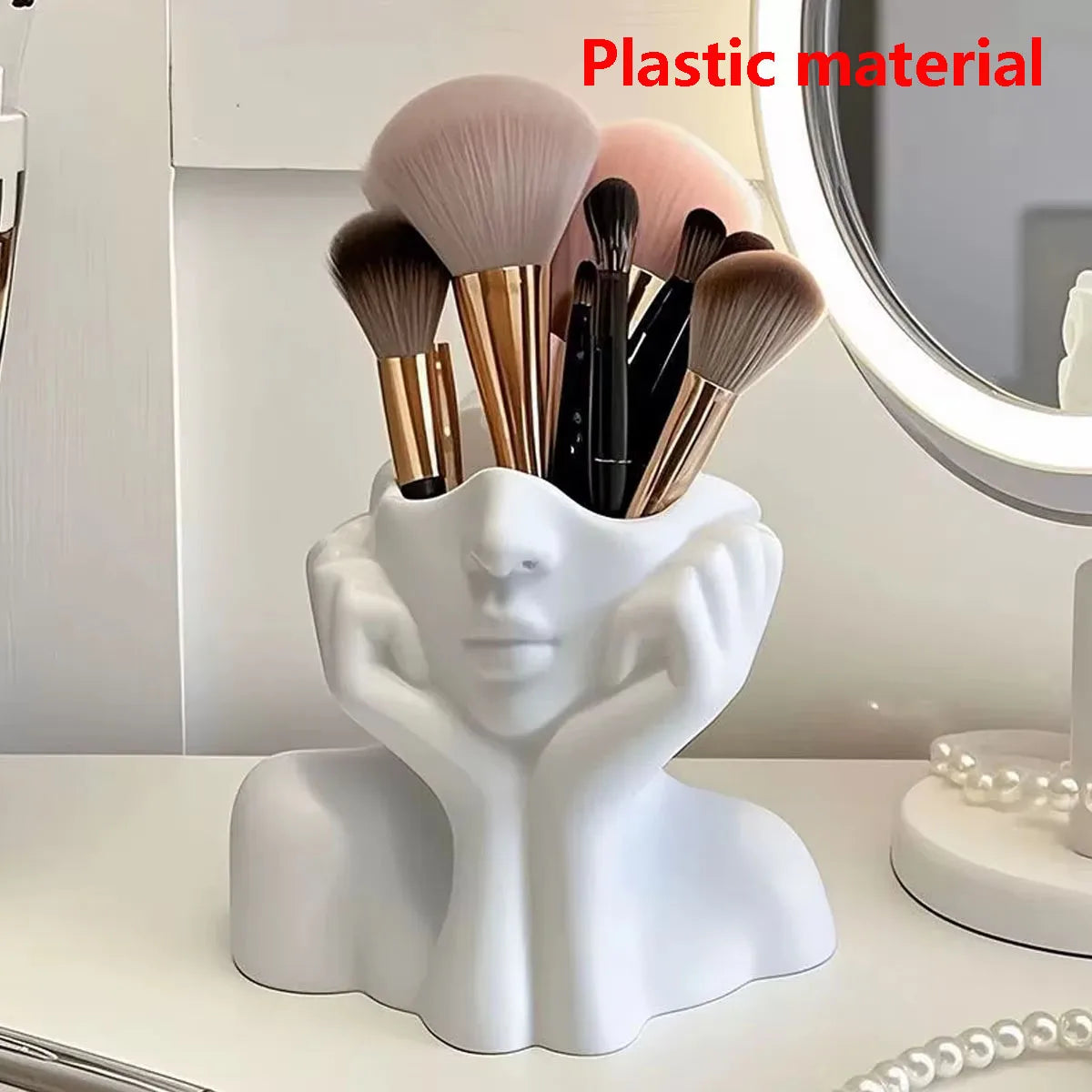 Human Face Makeup Brush Holder & Desktop Organizer