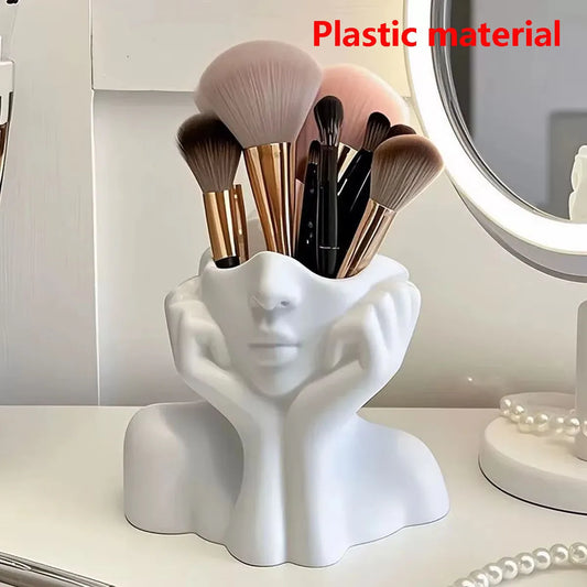 Human Face Makeup Brush Holder & Desktop Organizer