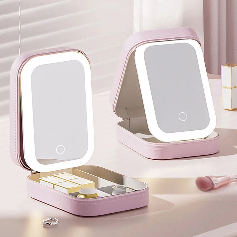 LED Makeup Bag with Mirror – Travel Cosmetic Organizer