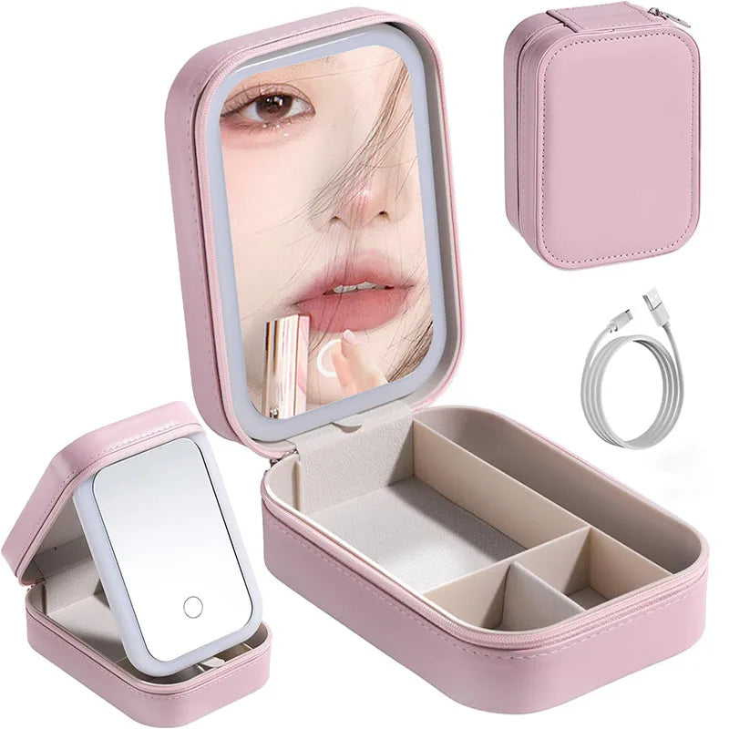 LED Makeup Bag with Mirror – Travel Cosmetic Organizer
