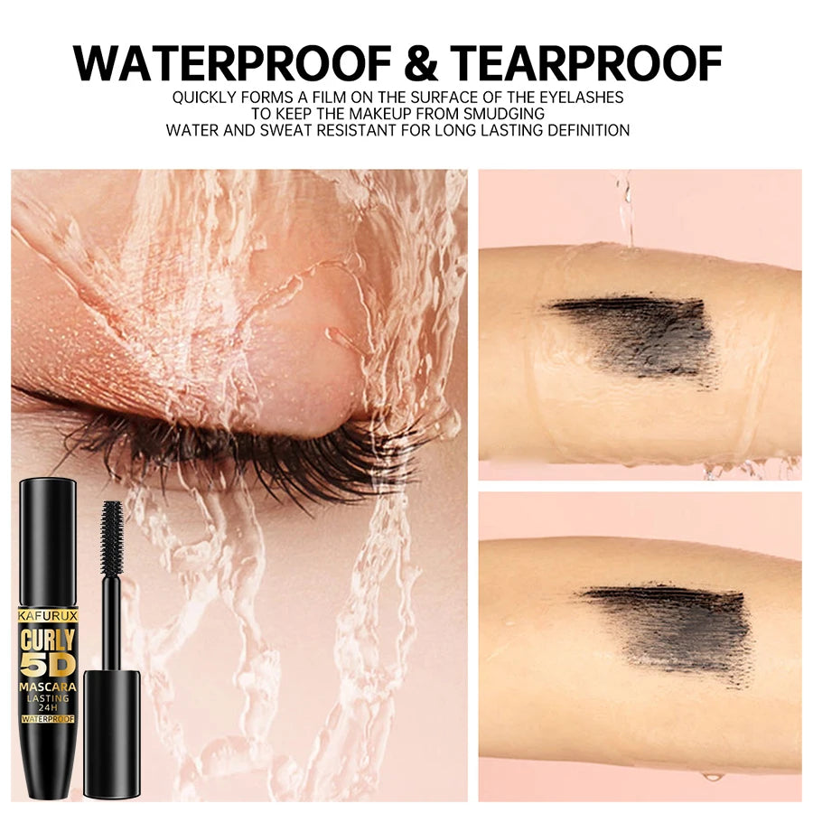 5D Waterproof Black Mascara – Lengthening & Volumizing Lash Fiber Formul