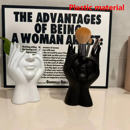 Human Face Makeup Brush Holder & Desktop Organizer