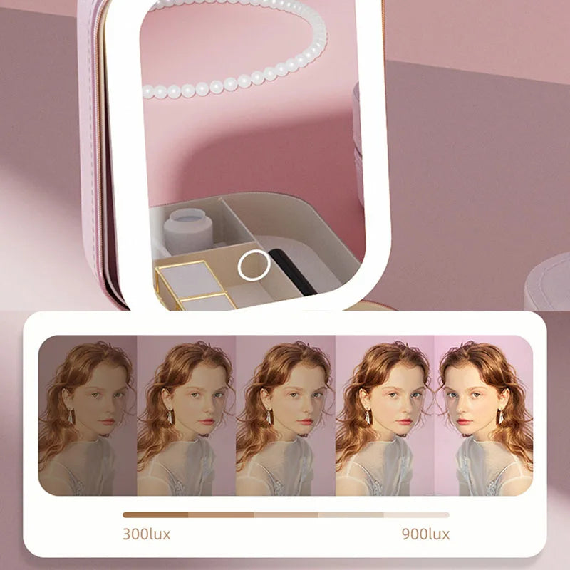 LED Makeup Bag with Mirror – Travel Cosmetic Organizer