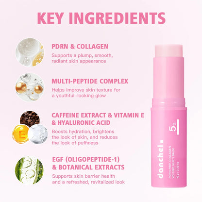 PDRN Pink Collagen Multi Volume Balm Stick Anti Aging Firming Anti Wrinkle For Eye Neck Forehead Smile Lines