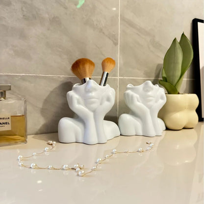Human Face Makeup Brush Holder & Desktop Organizer