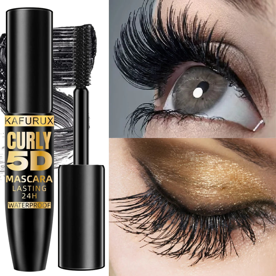 5D Waterproof Black Mascara – Lengthening & Volumizing Lash Fiber Formul