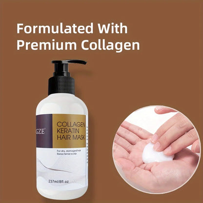 GZE Collagen Keratin Hair Mask | Deep Conditioning Treatment with Argan Oil, Coconut Oil & Shea Butter